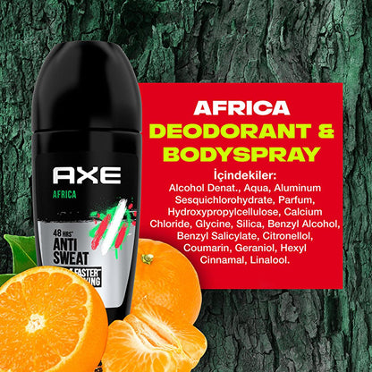 Axe Men's 48-Hour Protection Roll-On Deodorant with Africa Fragrance - Long Lasting Anti-Perspirant for Men