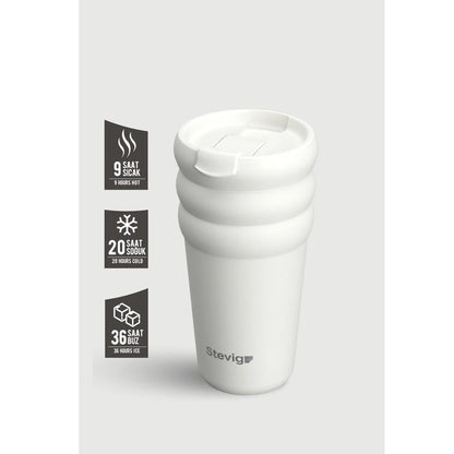 Stevig Bubble Stainless Steel Thermos in White Stone 600ml