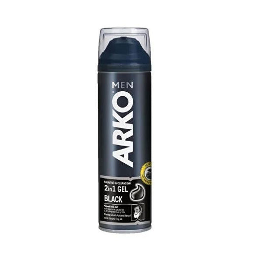 Arko Men Black Jel Shaving Gel for Men - 200ml Activated Charcoal Dual-Purpose Formula