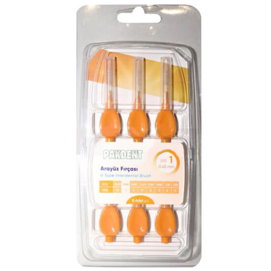 Pakdent Interdental Brush 0.45mm Orange 6-Pack