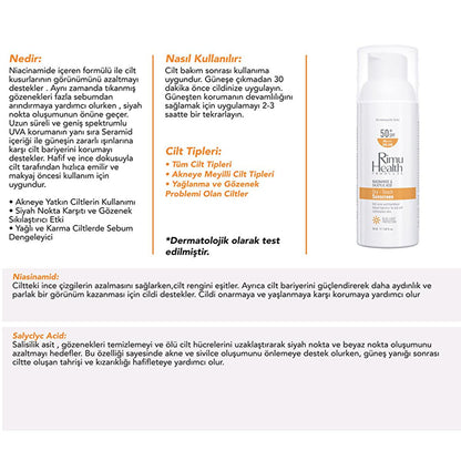 Rimu Health: Niacinamide & Salicylic Acid Sunscreen for Oily & Acne-Prone Skin | Blackhead & Blemish Control, Broad Spectrum UVA Protection