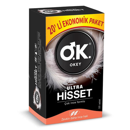 Okey Ultra Hisset Thin Condoms for Extra Sensitivity 20-Pack