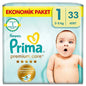 Prima Baby Diapers Premium Care Newborn Size 1 - 33 Count, Soft & High Absorbency Diapers for Newborns