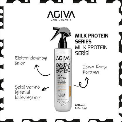 Agiva Milk Protein & Amino Acid Heat Protectant Spray: Detangle, Repair & Shield Hair While Styling - Fšn Suyu, 13.53 fl oz