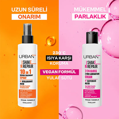 Urban Care Shake N Repair: 10-in-1 Leave-In Hair Care Spray - Heat Protection, Damage Repair, Frizz Control, Vegan - 6.76 fl oz