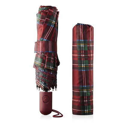 Eklips Burgundy Plaid Automatic Umbrella