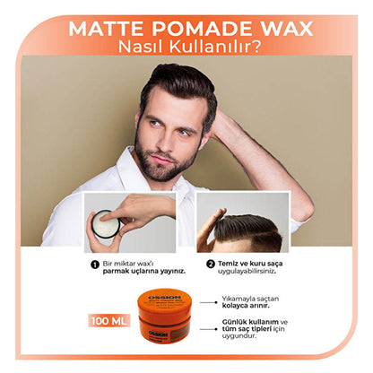Morfose Ossion Matte Pomade Wax for Natural Hair Styling - 3.38 fl oz, Water-Based, Medium Hold, Residue-Free