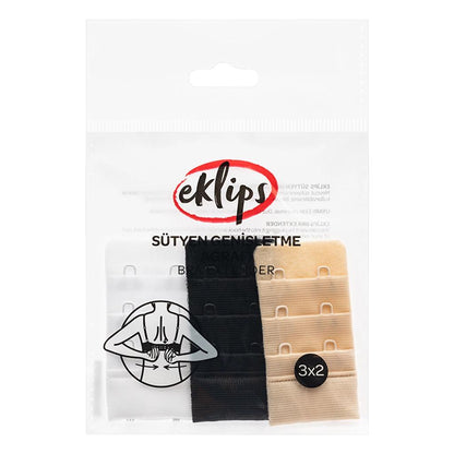 Eklips Bra Extender 3 x 2 Hooks Comfort Band 1-Pack
