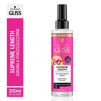 Gliss Supreme Length Liquid Hair Cream 200ml - Nourishing Hair Care for Softer, Shinier Long Hair