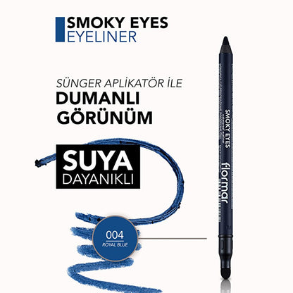 Flormar Smoky Eyes Waterproof Matte Eyeliner - Royal Blue, Long-Lasting, Smudge-Proof, Intensive Pigment
