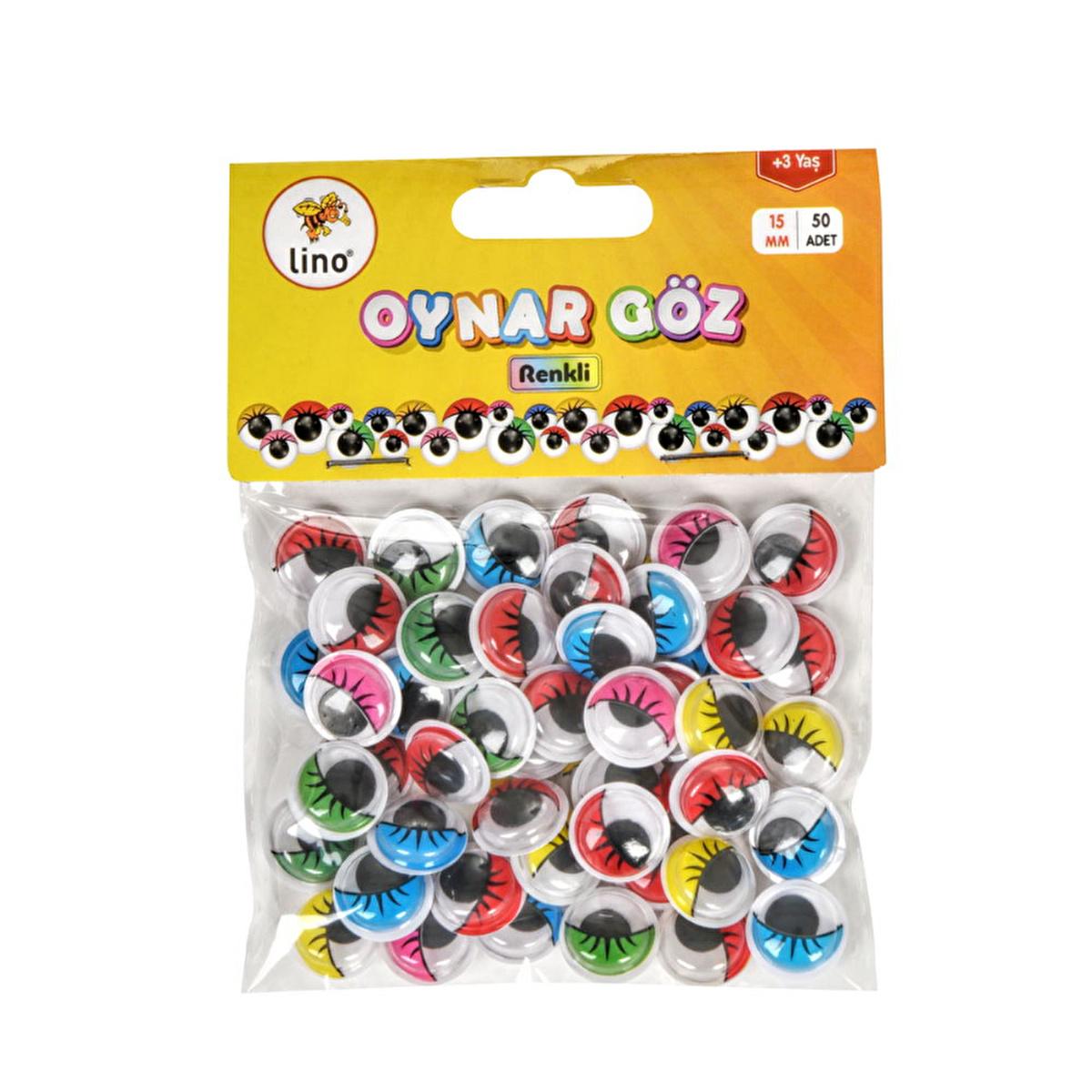 Lino Movable Eyes Craft Supplies - 15mm Colorful Eyes for Doll Making & Handmade Toys (50-Pack)