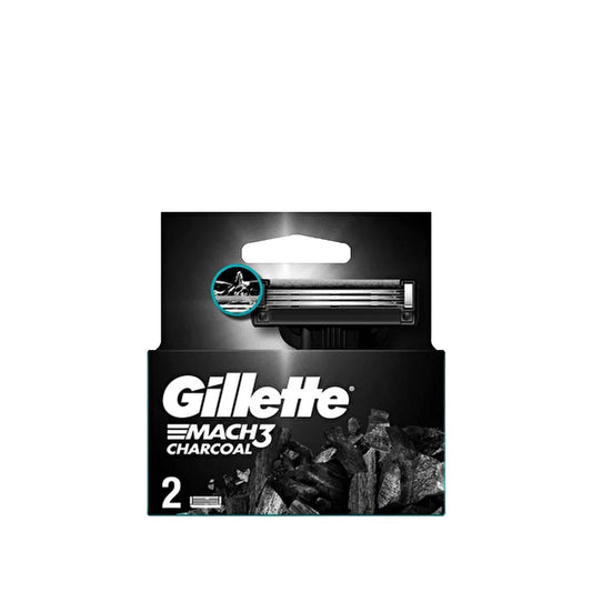Gillette Mach3 Charcoal Replacement Razor Blades (2-Pack) - Smooth Shave, Reduced Irritation