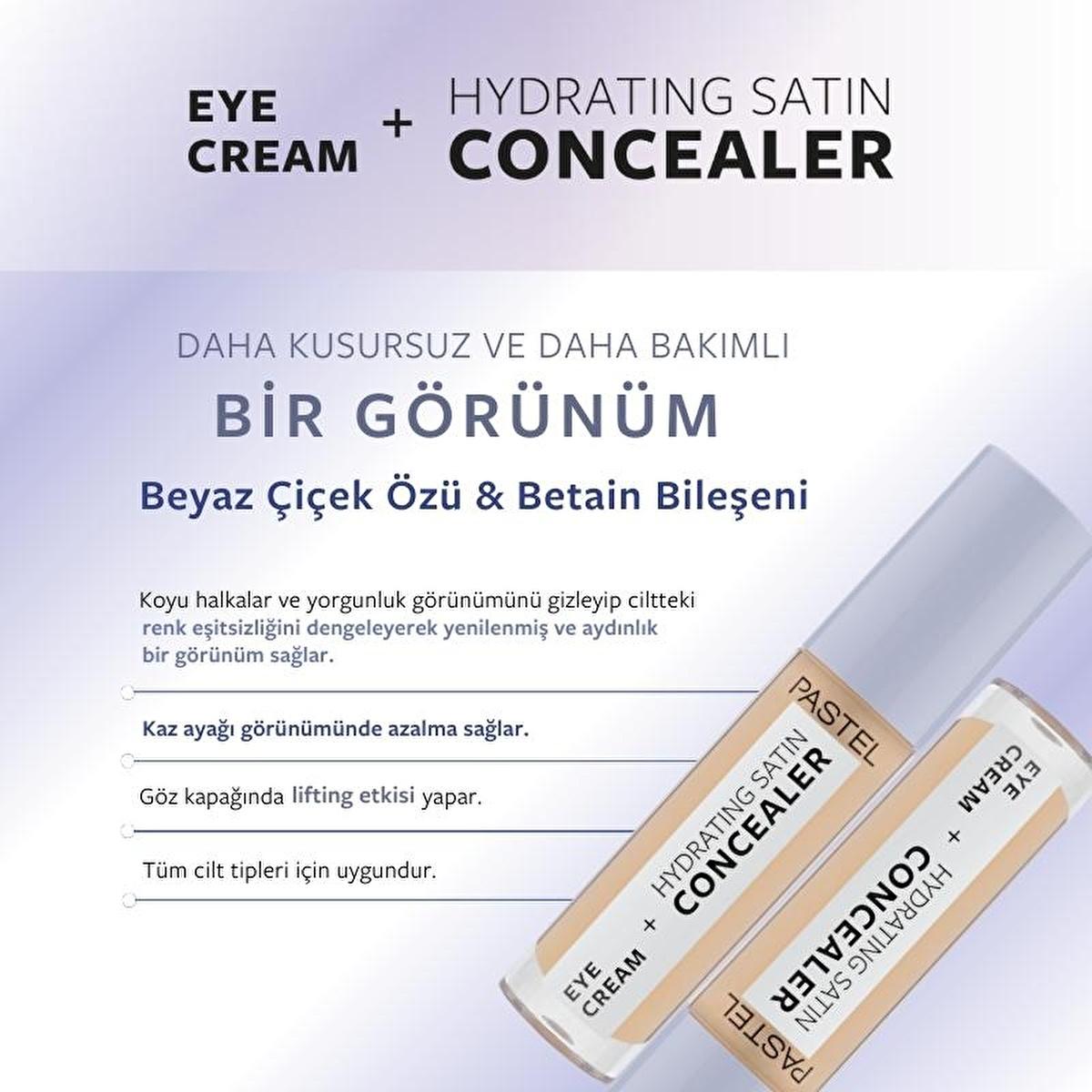 Pastel Makeup Eye Cream + Hydrating Concealer: Brighten, Cover Dark Circles & Hydrate - Long Lasting Satin Finish for Tired Eyes