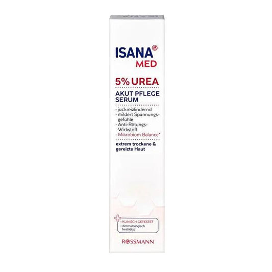 Isana Med: 5% Urea Serum for Intense Hydration - Vegan Face & Body Moisturizer for Dry, Sensitive Skin - Non-Greasy, 100ml