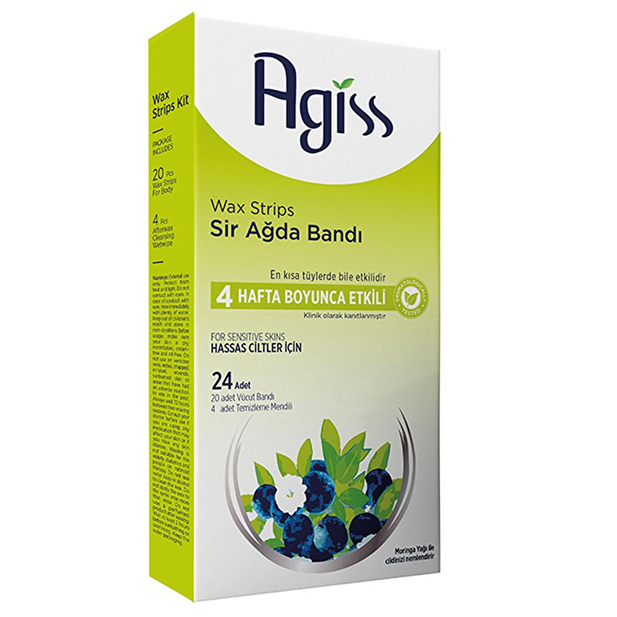 Agiss Sensitive Skin Wax Strips for Body Hair Removal - Gentle, Effective, Natural Ingredients