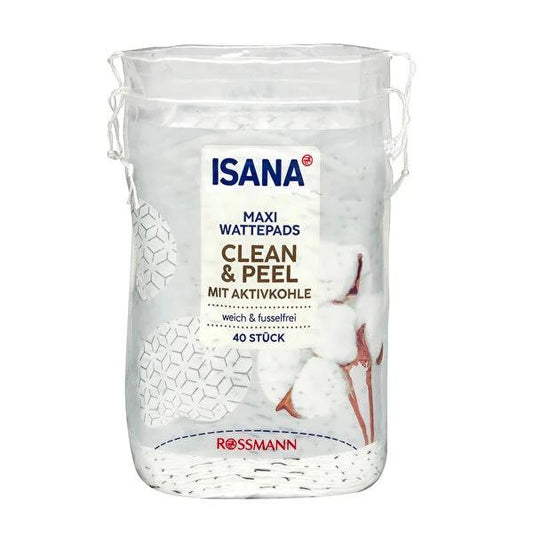 Isana Cotton Peeling Pads for Makeup Removal - Gentle & Effective - 40 Count