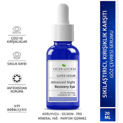 Herbaderm: Bakuchiol Anti-Wrinkle Eye Serum - Firming, Brightening, Hydrating Night Treatment for Fine Lines & Dry Eyes
