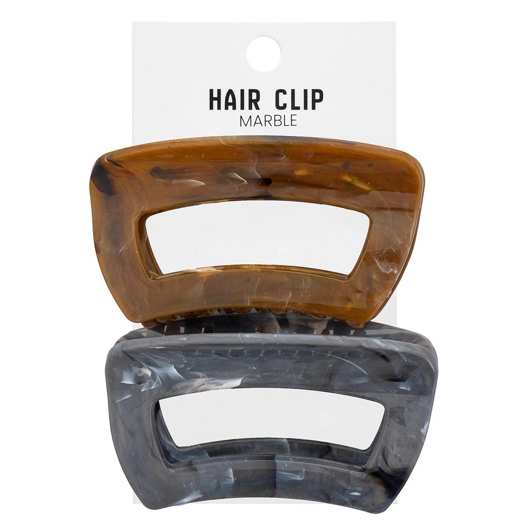 Eklips 2-Piece Marble Hair Clips in Grey & Brown