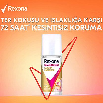 Rexona Vitamin + Bright Roll-On Deodorant for Women - 72 Hour Protection, Sustainable Glass Packaging