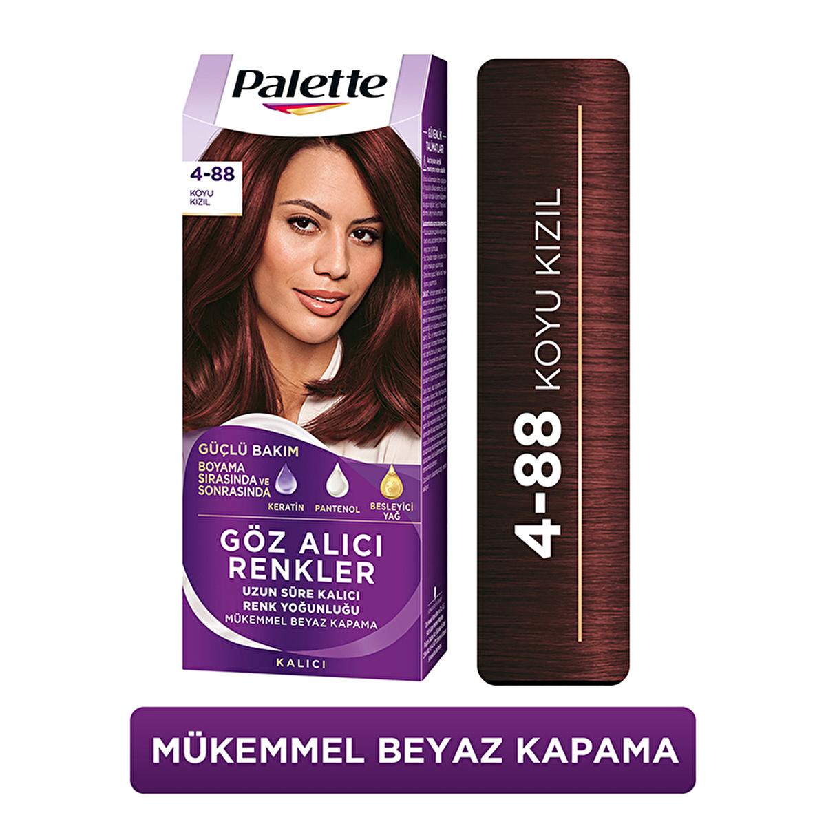 Palette Hair Dye - Intense Dark Red Color with Keratin & Nourishing Oils - 4-88 Koyu Kızıl