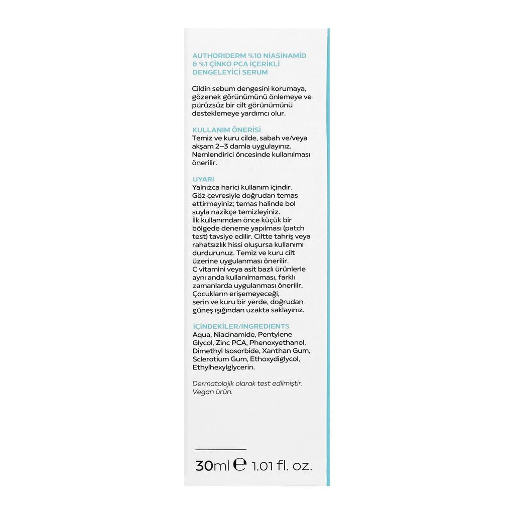 Authoriderm 10% Niacinamide & 1% Zinc PCA Serum 30 ml