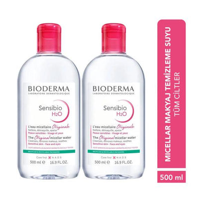 Bioderma Sensibio H2O Micellar Water for Sensitive Skin, Gentle Makeup Remover and Cleanser - 500ml Twin Set