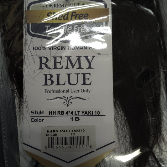 Remy Blue 4x4 Yaki 10" Closure Color 1B Hair Extension