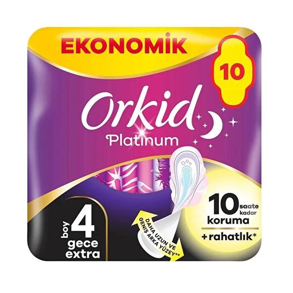 Orkid Platinum Nighttime Pads - Ultimate Leak Protection & ComfortFit, Extra Long Overnight Menstrual Pads for Women - 10 Count Eko Pack