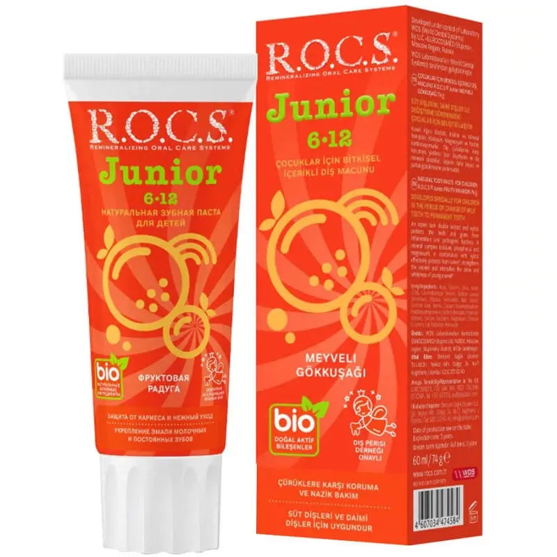 Rocs Junior Fruit Rainbow Kids Toothpaste 6-12 Years 60ml