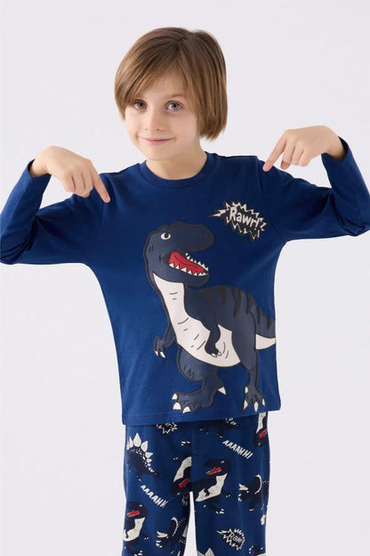 Roly Poly Boys Long Sleeve Pajama Set in Dark Indigo