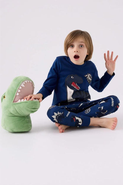 Roly Poly Boys Long Sleeve Pajama Set in Dark Indigo