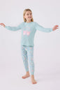 Roly Poly Girls Long Pajama Set Soft Cotton Blend Water Green