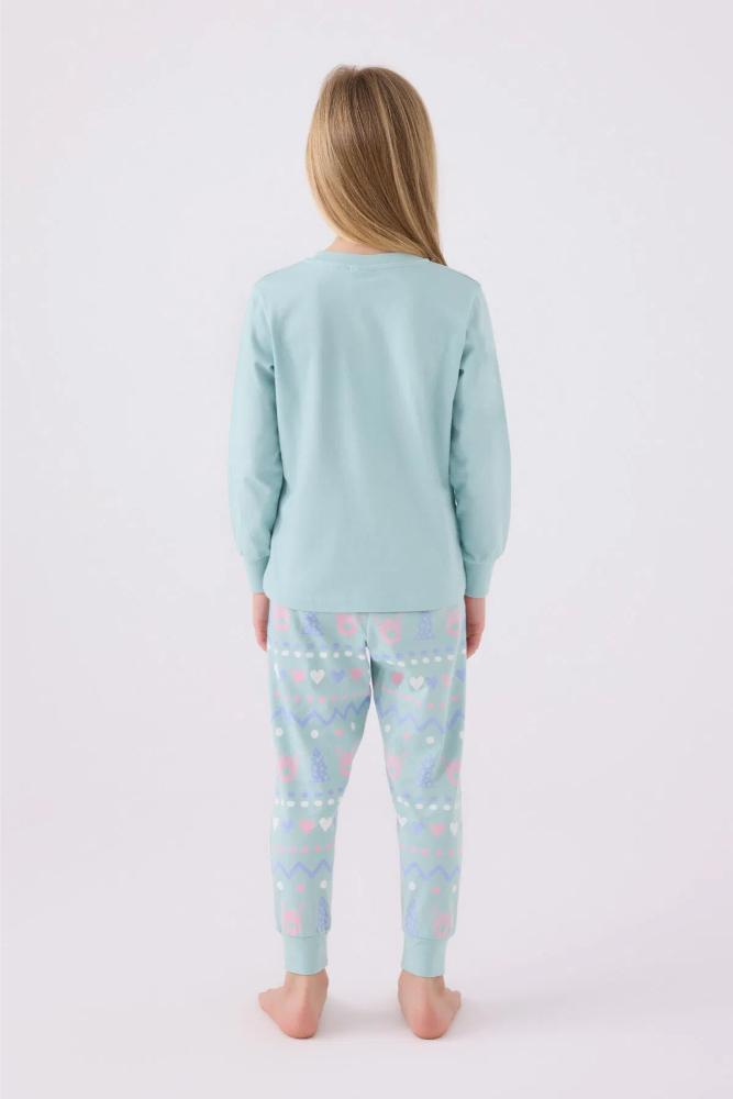 Roly Poly Girls Long Pajama Set Soft Cotton Blend Water Green