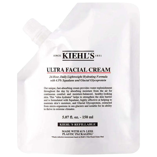 Kiehl's Ultra Facial Refillable Moisturizing Cream - Long-Lasting Hydration, Squalane Skincare, Fragrance-Free, Paraben-Free