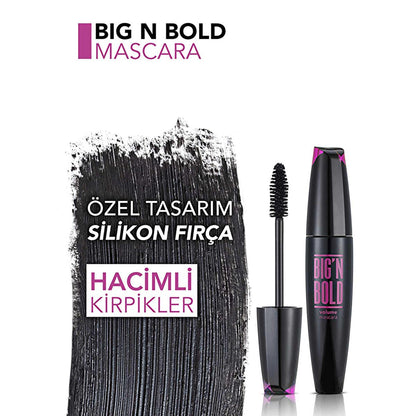 Flormar Big N Bold Volumizing Mascara - Dramatic Eyelash Enhancement, Long-Lasting, Waterproof Option