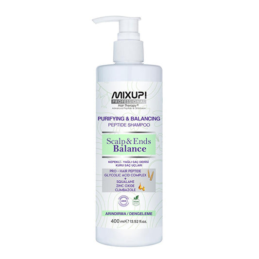 Mixup. Peptide Anti-Dandruff Shampoo for Oily Scalp & Dry Ends - Glycolic Acid, Zinc, & Climbazole Treatment - Balances Hair, Controls Sebum