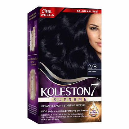 Wella Koleston Supreme Blue Black Hair Dye 2/8: Intense Color, Gray Coverage & Conditioning - At-Home Permanent Hair Color Kit