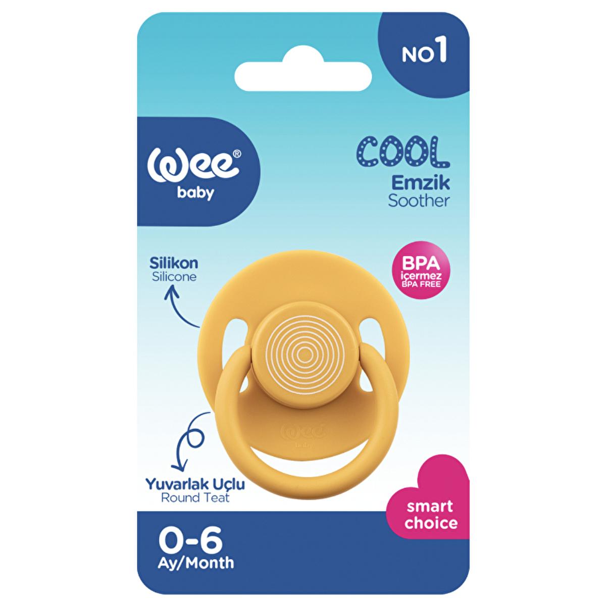 Wee Baby Cool Round-Tip Pacifier No: 1 - Mustard - Orthodontic Silicone Baby Pacifier for Newborns