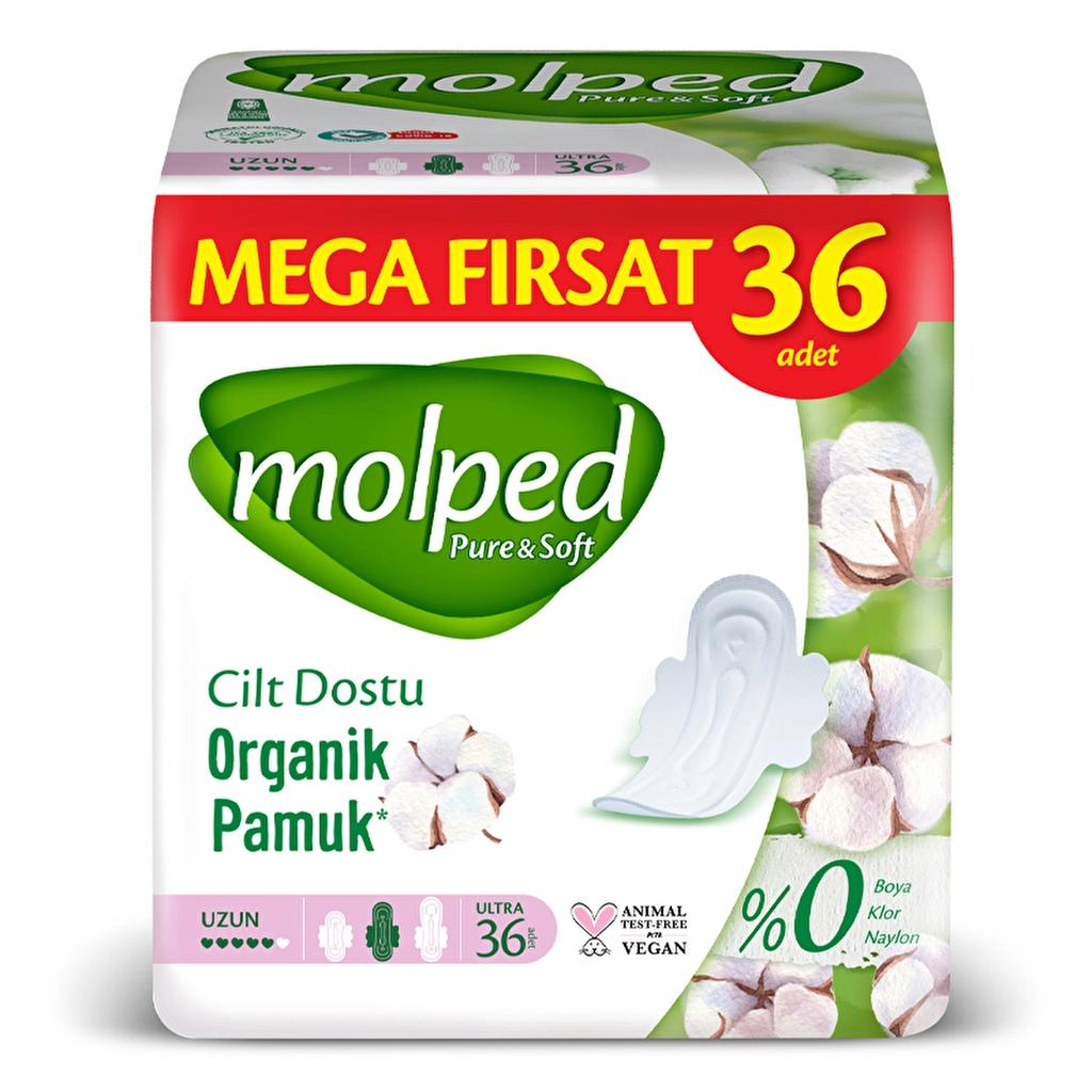 Molped Pure & Soft Long Sanitary Pads Mega Pack 36 Count
