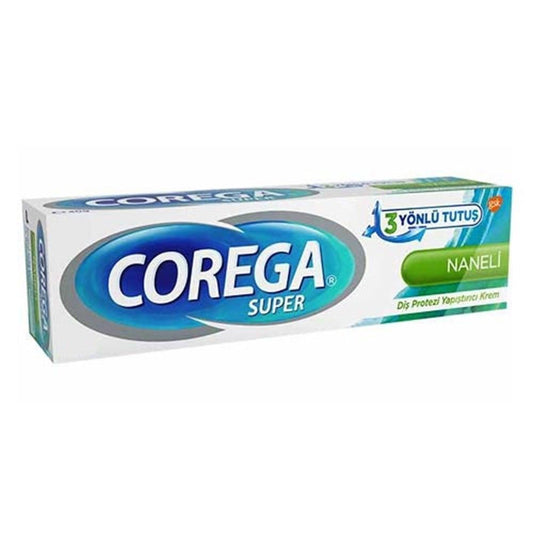Corega Super Ultra Krem Dental Adhesive Cream - Mint Flavored, Secure Fit, Comfortable Denture Adhesive for Denture Wearers (40g)