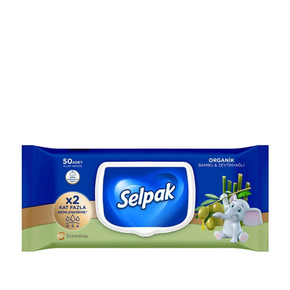 Selpak Organic Bamboo & Olive Oil Wet Wipes 50 Count