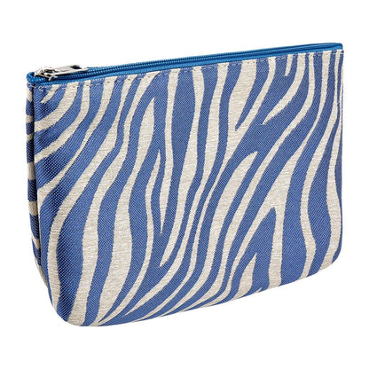 Eklips Blue Zebra Makeup Bag with Zipper