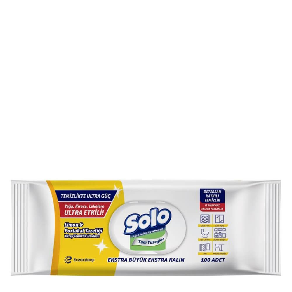 Solo Lemon & Orange Surface Cleaning Wipes 100 Count