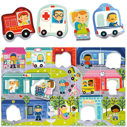 Headu Ecoplay Play City: Engaging Educational Puzzle for 3-6 Year Olds | City Themed Matching Game for Preschoolers