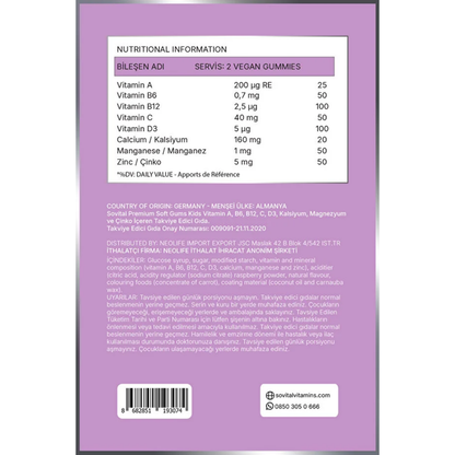 Sovital Kids Multivitamin Gummies for Daily Growth - 60 Count
