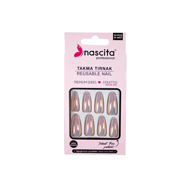 Nascita Holographic Nail Tips S198 24-Piece Set for Fashionable Nail Art