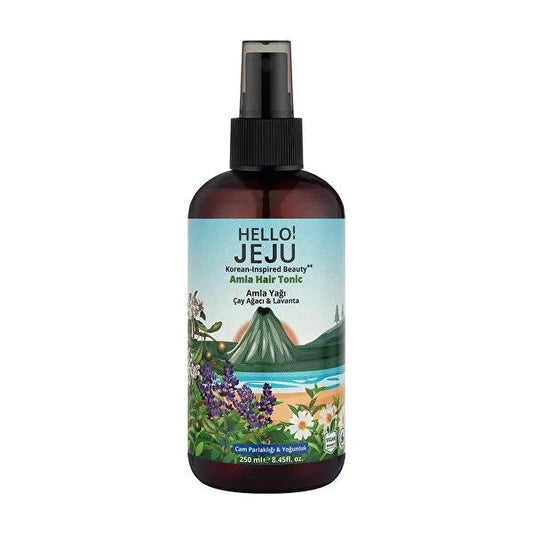 Hello Jeju Amla Hair Tonic: Natural Scalp Treatment for Hair Loss & Dandruff Control | Tea Tree & Lavender Oil - 8.45 fl oz