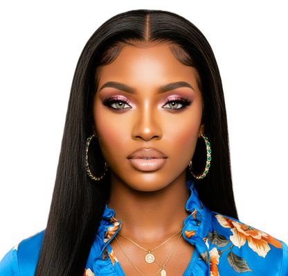 Reddish Brown Straight Human Hair Lace Closure Wig With Baby Hair