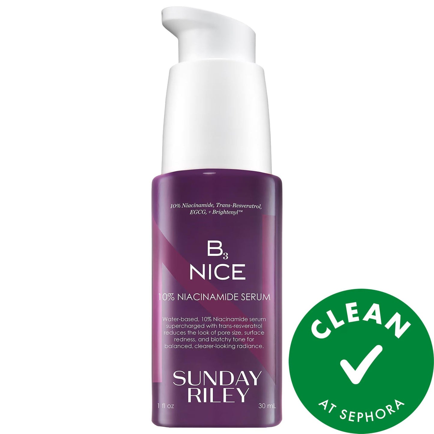 B3 Nice 10% Niacinamide Serum: Reduce Redness, Minimize Pores & Treat Dark Spots - Trans-Resveratrol, Clean & Cruelty-Free Skincare