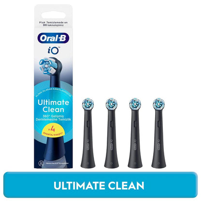 Oral-B iO Ultimate Clean Black Replacement Brush Heads 4-Pack